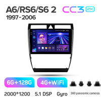 Штатна магнітола Teyes CC3 6+128 Gb з коловим оглядом 360° Audi A6 2 1997-2004 S6 2 1999-2004 RS6 1 2002-2006 9" 2k