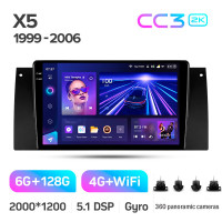 Штатна магнітола Teyes CC3 6+128 Gb з коловим оглядом 360° BMW X5 E39 E53 1999 - 2006 9" 2k