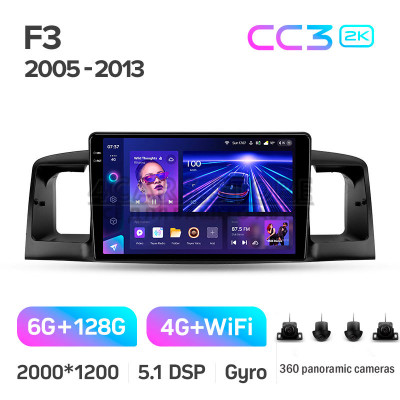 Штатна магнітола Teyes CC3 6+128 Gb з коловим оглядом 360° BYD F3 1 2005-2013 9" 2k