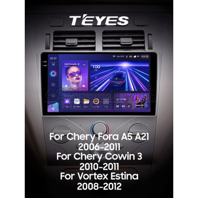 Штатная магнитола Teyes CC3 6+128 Gb з коловим оглядом 360° Chery Fora A5 A21 2006-2010 Cowin 3 A21 2010-2011 Vortex Estina 2008-2012 9" 2k