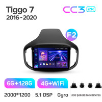 Штатная магнитола Teyes CC3 6+128 Gb с круговым обзором 360° Chery Tiggo 7 1 2016-2020 (F2) 10" 2k