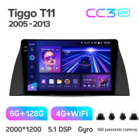 Штатная магнитола Teyes CC3 6+128 Gb с круговым обзором 360° Chery Tiggo T11 1 2005 - 2013 9" 2k