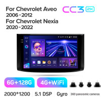 Штатна магнітола Teyes CC3 6+128 Gb з коловим оглядом 360° Chevrolet Aveo T250 2006-2012 Nexia 1 2020-2022 9" 2k