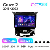 Штатна магнітола Teyes CC3 6+128 Gb з коловим оглядом 360° Chevrolet Cruze 2 2015-2023 9" 2k