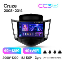 Штатна магнітола Teyes CC3 6+128 Gb з коловим оглядом 360° Chevrolet Cruze J300 2008-2014 9" 2k