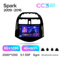 Штатна магнітола Teyes CC3 6+128 Gb з коловим оглядом 360° Chevrolet Spark M300 2009 - 2016 (F1) 9" 2k