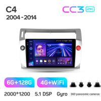 Штатна магнітола Teyes CC3 6+128 Gb з коловим оглядом 360° Citroen C4 LA LC C-Triomphe C-Quatre 2004-2014 9" 2k