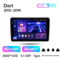 Штатная магнитола Teyes CC3 6+128 Gb с круговым обзором 360° Dodge Dart 2012 - 2016 9" 2k