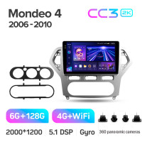 Штатная магнитола Teyes CC3 6+128 Gb с круговым обзором 360° Ford Mondeo 4 2006-2010 10" 2k