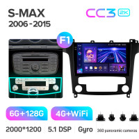 Штатная магнитола Teyes CC3 6+128 Gb с круговым обзором 360° Ford S-MAX 1 2006-2015 (F1) 9" 2k