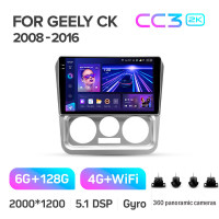Штатна магнітола Teyes CC3 6+128 Gb з коловим оглядом 360° Geely CK 2008-2016 9" 2k