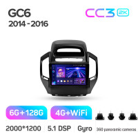 Штатна магнітола Teyes CC3 6+128 Gb з коловим оглядом 360° Geely GC6 1 2014-2016 9" 2k