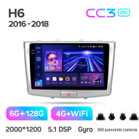 Штатная магнитола Teyes CC3 6+128 Gb с круговым обзором 360° GREAT WALL Hover Haval H6 2016-2018 10" 2k