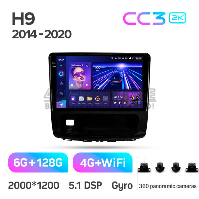 Штатная магнитола Teyes CC3 6+128 Gb с круговым обзором 360° GREAT WALL Haval H9 2014-2020 (A) 10" 2k