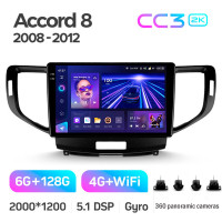 Штатная магнитола Teyes CC3 6+128 Gb с круговым обзором 360° Honda Accord 8 2008-2012 9" 2k