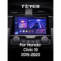 Штатная магнитола Teyes CC3 6+128 Gb с круговым обзором 360° Honda Civic 10 FC FK 2015-2020 9" 2k