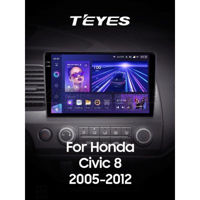 Штатна магнітола Teyes CC3 6+128 Gb з коловим оглядом 360° Honda Civic 8 FK FN FD 2005-2012 10" 2k