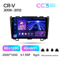 Штатная магнитола Teyes CC3 6+128 Gb с круговым обзором 360° Honda CR-V CR-V 3 RE 2006-2012 9" 2k