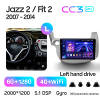 Штатная магнитола Teyes CC3 6+128 Gb с круговым обзором 360° Honda Jazz 2 GG Fit 2 2007 - 2014 10" 2k