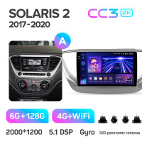 Штатная магнитола Teyes CC3 6+128 Gb с круговым обзором 360° Hyundai Solaris 2 2017-2020 (A) 9" 2k