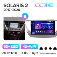 Штатная магнитола Teyes CC3 6+128 Gb с круговым обзором 360° Hyundai Solaris 2 2017-2020 (B) 9" 2k