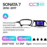 Штатная магнитола Teyes CC3 6+128 Gb с круговым обзором 360° Hyundai Sonata 7 LF 2014-2017 (A) 9" 2k