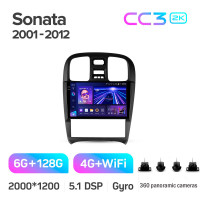 Штатная магнитола Teyes CC3 6+128 Gb с круговым обзором 360° Hyundai Sonata EF 2001-2012 9" 2k