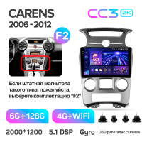 Штатная магнитола Teyes CC3 6+128 Gb с круговым обзором 360° Kia Carens UN 2006-2012 (F2) 9" 2k