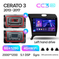 Штатная магнитола Teyes CC3 6+128 Gb с круговым обзором 360° Kia Cerato 3 YD 2013-2017 (F1) (AB) 9" 2k