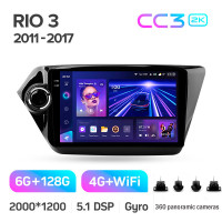 Штатная магнитола Teyes CC3 6+128 Gb с круговым обзором 360° Kia RIO 3 2011-2017 9" 2k