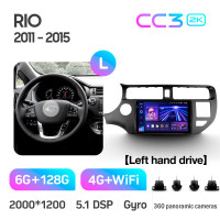 Штатная магнитола Teyes CC3 6+128 Gb с круговым обзором 360° Kia RIO 4 K3 2011-2015 9" 2k