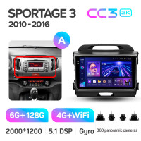 Штатная магнитола Teyes CC3 6+128 Gb с круговым обзором 360° Kia Sportage 3 SL 2010-2016 (A) 9" 2k