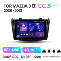 Штатная магнитола Teyes CC3 6+128 Gb с круговым обзором 360° Mazda 3 2 2009-2013 9" 2k