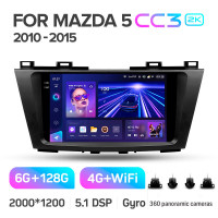 Штатная магнитола Teyes CC3 6+128 Gb с круговым обзором 360° Mazda 5 3 CW 2010-2015 9" 2k