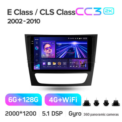 Штатная магнитола Teyes CC3 6+128 Gb с круговым обзором 360° Mercedes Benz E Class S211 W211 2002-2009 CLS Class C219 2004-2010 9"