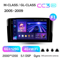 Штатная магнитола Teyes CC3 6+128 Gb с круговым обзором 360° Mercedes Benz ML GL ML350 X164 2005-2009 (F1)