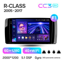 Штатная магнитола Teyes CC3 6+128 Gb с круговым обзором 360° Mercedes Benz R-Class W251 R280 R300 R320 2005-2017 (F1)