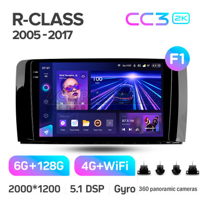 Штатная магнитола Teyes CC3 6+128 Gb с круговым обзором 360° Mercedes Benz R-Class W251 R280 R300 R320 2005-2017 (F1)