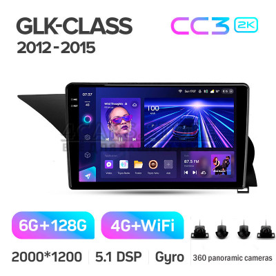 Штатная магнитола Teyes CC3 6+128 Gb с круговым обзором 360° Mercedes-Benz GLK-Class X204 2012 - 2015 9" 2k (L3)
