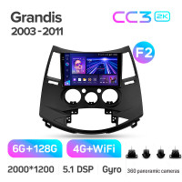 Штатна магнітола Teyes CC3 6+128 Gb з коловим оглядом 360° Mitsubishi Grandis 1 2003-2011 (F2) 9" 2k