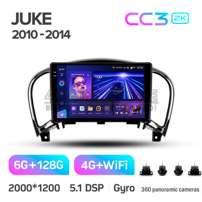 Штатна магнітола Teyes CC3 6+128 Gb з коловим оглядом 360° Nissan Juke 2010-2014 9" 2k