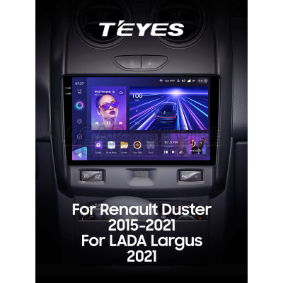 Штатная магнитола Teyes CC3 6+128 Gb с круговым обзором 360° Renault Duster (F1) 2015-2021 / LADA Largus I 1 2021 9" 2k (L1)