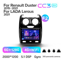 Штатная магнитола Teyes CC3 6+128 Gb с круговым обзором 360° Renault Duster (F2) 2015-2021 / LADA Largus 2021 9" 2k (L1)
