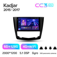 Штатна магнітола Teyes CC3 6+128 Gb з коловим оглядом 360° Renault Kadjar 2015-2017 9" 2k