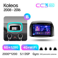 Штатная магнитола Teyes CC3 6+128 Gb с круговым обзором 360° Renault Koleos 2008 - 2016 (A) 9" 2k (L1)
