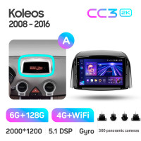 Штатная магнитола Teyes CC3 6+128 Gb с круговым обзором 360° Renault Koleos 2008 - 2016 (A) 9" 2k (L1)