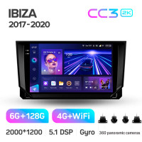 Штатная магнитола Teyes CC3 6+128 Gb с круговым обзором 360° Seat Ibiza 2017-2020 9" 2k (L1)