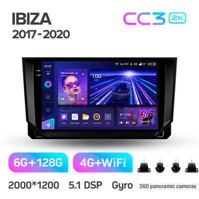 Штатная магнитола Teyes CC3 6+128 Gb с круговым обзором 360° Seat Ibiza 2017-2020 9" 2k (L1)