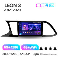 Штатная магнитола Teyes CC3 6+128 Gb с круговым обзором 360° Seat Leon 3 2012-2020 (F3) 9" 2k
