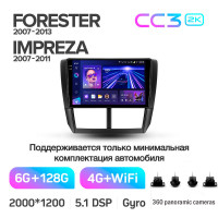Штатна магнітола Teyes CC3 6+128 Gb з коловим оглядом 360° Subaru Forester 3 SH 2007-2013 For Subaru Impreza GH GE 2007-2011 9" 2k